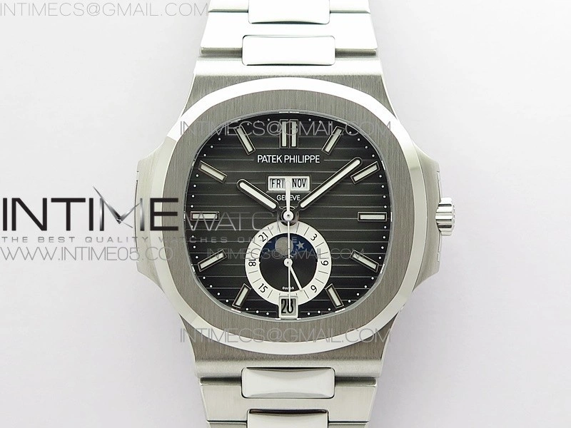 NAUTILUS 5726 SS GRF 1:1 BEST EDITION GRAY DIAL WORKING ANNUAL CALENDARON SS BRACELET A.324 V3